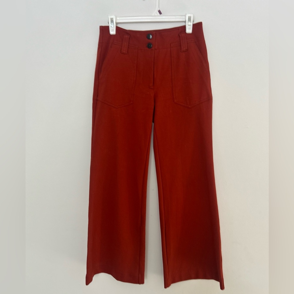 Anthropologie Collette Rust Orange Wide-Leg Trousers